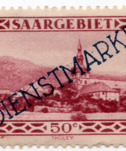 1927 - Saargebiet Postage Stamp No.113 Overprinted "DIENSTMARKE" at a 32 Degree Angle (Official)