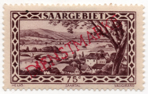 1927 - Saargebiet Postage Stamp No.114 Overprinted "DIENSTMARKE" at a 32 Degree Angle (Official)