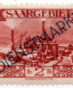 1927 - Saargebiet Postage Stamp No.116 Overprinted "DIENSTMARKE" at a 32 Degree Angle (Official)