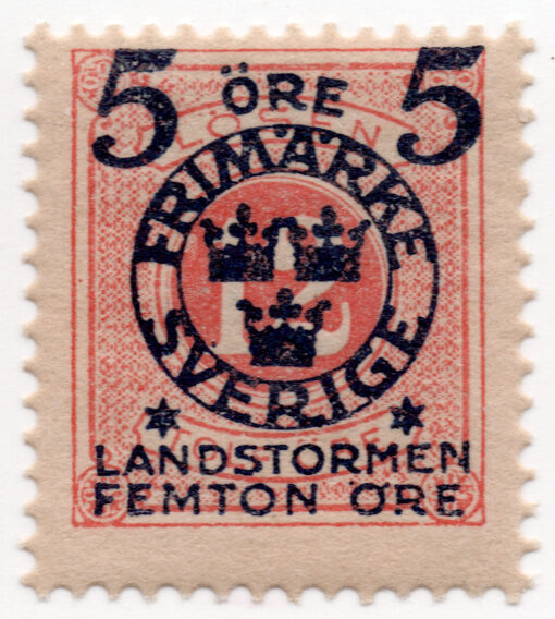 1917 - Terriorial Defence - Overprinted "LANDSTORMEN" & Surcharged