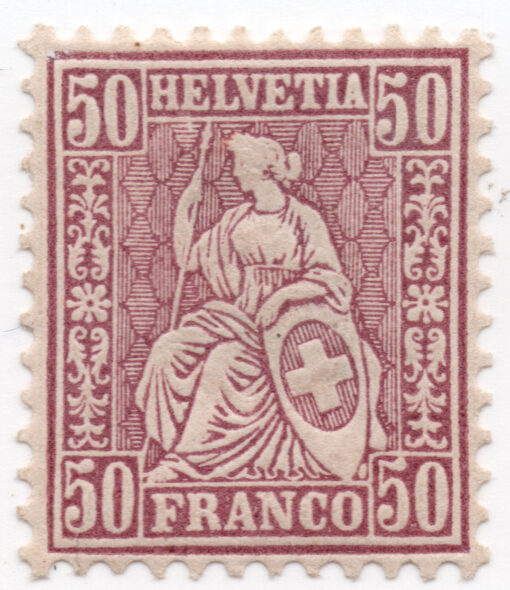 1867 - Helvetia - New Values & Colors - White Paper