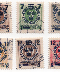 1918 - Territorial Defence - Overprinted "LANDSTORMEN" Numeral Stamps of 1916 with Additional Surcharge (Complete series)