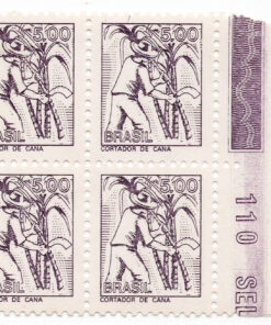 1977 - 1-3-1977 - Papel couchê sem filigrana - Cortador de cana - (Quadra)