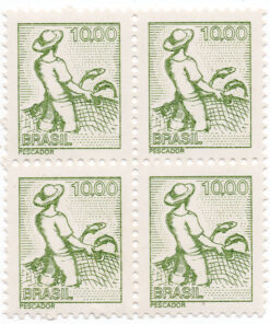 1977 - 1-3-1977 - Papel couchê sem filigrana - Pescador - (Quadra)