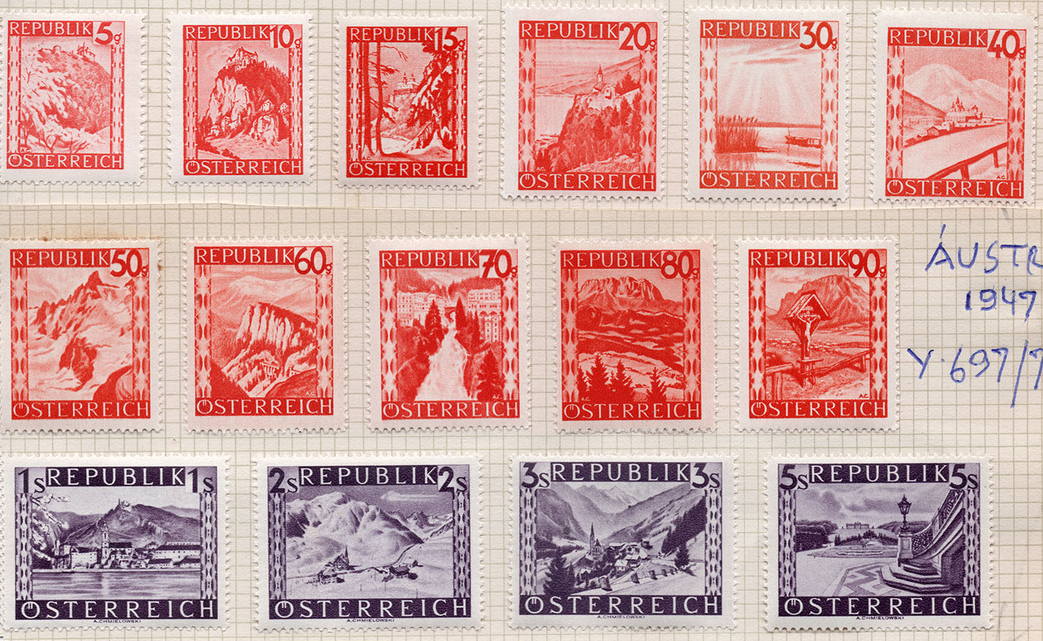 Landscapes Stamps of 1945-1947 in New Colors
