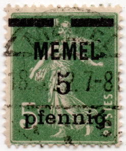 French Postage Stamps Overprinted "MEMEL" and Surcharged